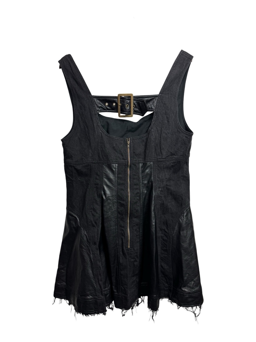 Pilcro Sleeveless Faux-Leather denim Fit-and-Flare Mini Dress XL - Picture 16 of 16
